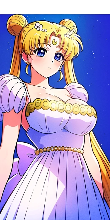 SMU Sagitsukino, 큰pectorals, Standing, Solo, Masterpiece, Best Quality, Detailed face, Detailed Eyes, high resolucion, Masterpiece, Best Quality, Detailed face, Detailed Eyes, high resolucion, Princess costume,tranquility,프린세스tranquility,네오퀸tranquility,pectorals,Big,거대한pectorals,풍만한pectorals.a blond,Dumpling head,왕pectorals,breast,forehead crescent moon,젖pectorals,흘러넘치는pectorals,voluptuousness,The dress,crescent moon on forehead,90s Animation,The dress끈없음,tranquility,tranquilityThe dress,overflow,pectorals살