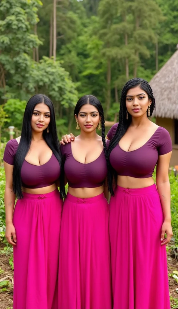 Imagem photo ultra realista, 4 Smiling Women Of Different Ethnicities And Races, uma loira, uma morena, umma negra, umajaponesa, totalmente nuas, middlebreasts, pubiano muito peludo, Having fun in Praiá