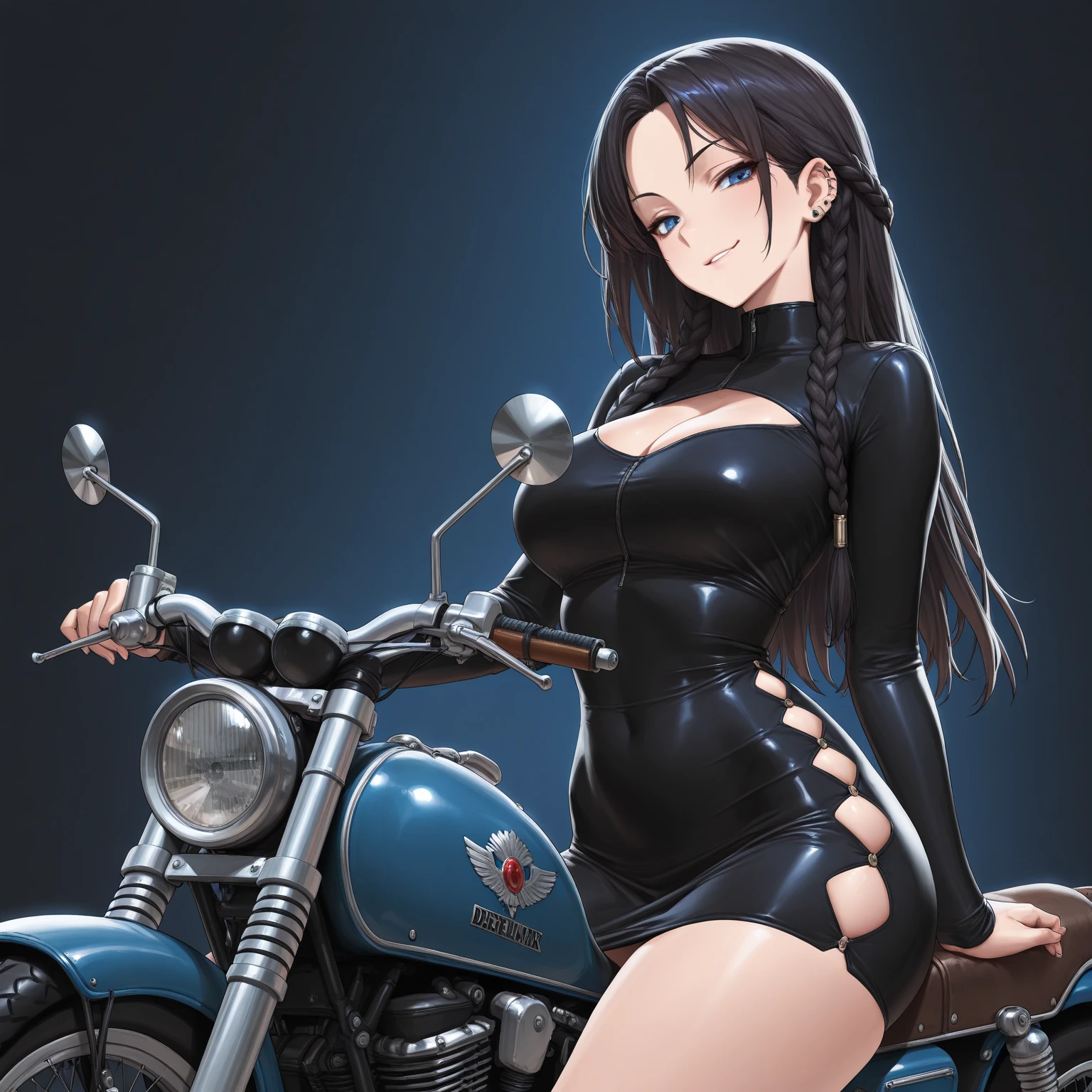 Bodysuits, || Race_Queen, || Race Queen, Knee socks, || abdomen, mini skirt, || Swimwear, || one-piece Swimwear, || Crop top, || bikini, || Motorcycle Suit, || Fishnet tights, pantyhose,, ultra detailed, masterpiece, highest quality, beautiful, detailed,, alone, Frowning,
One girl, Red eyes, (tsurime:1.2), (Brown Hair:1.3), Medium Hair, (Asymmetrical bangs, Swept-apart bangs, Whorl:1.35), Reverse hair, Folded ponytail, Folded ponytail, Big Breasts、Underboob,mini skirt