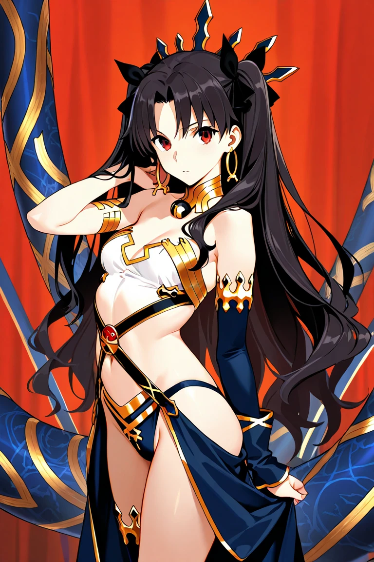Ultra detailed , anime , girl ,angry face ,blush ,veil mouth ,shushing , long black hair twintails frinje, skinny , flat chest, odalisque custome , pelvic curtain garterbelt lace stockings, belly dance, ornamental veils transparent , joias , sexy