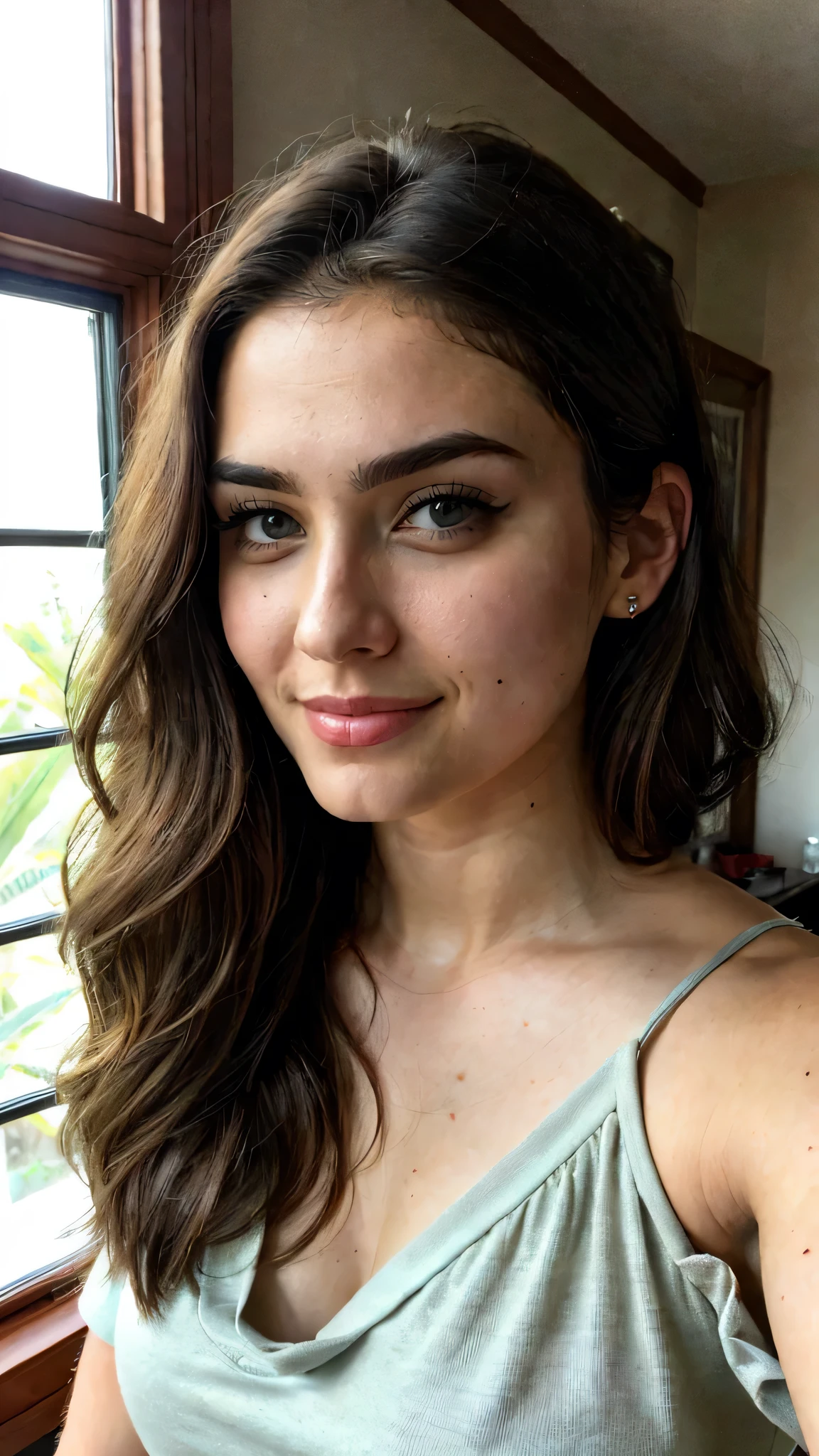 mulher arafada com longos cabelos escuros e uma toalha branca, sem maquiagem cabelos ondulados, lindo rosto latina, ela tem pele morena oliva, sem maquiagem, flawless brown skin, rosto lindo, pele verde-oliva, linda linda mulher, linda mulher, garota sexy com pele escura, pele clara, Retrato de Sophie Mudd, cabelos ondulados espalhados, flawless face, rosto deslumbrante