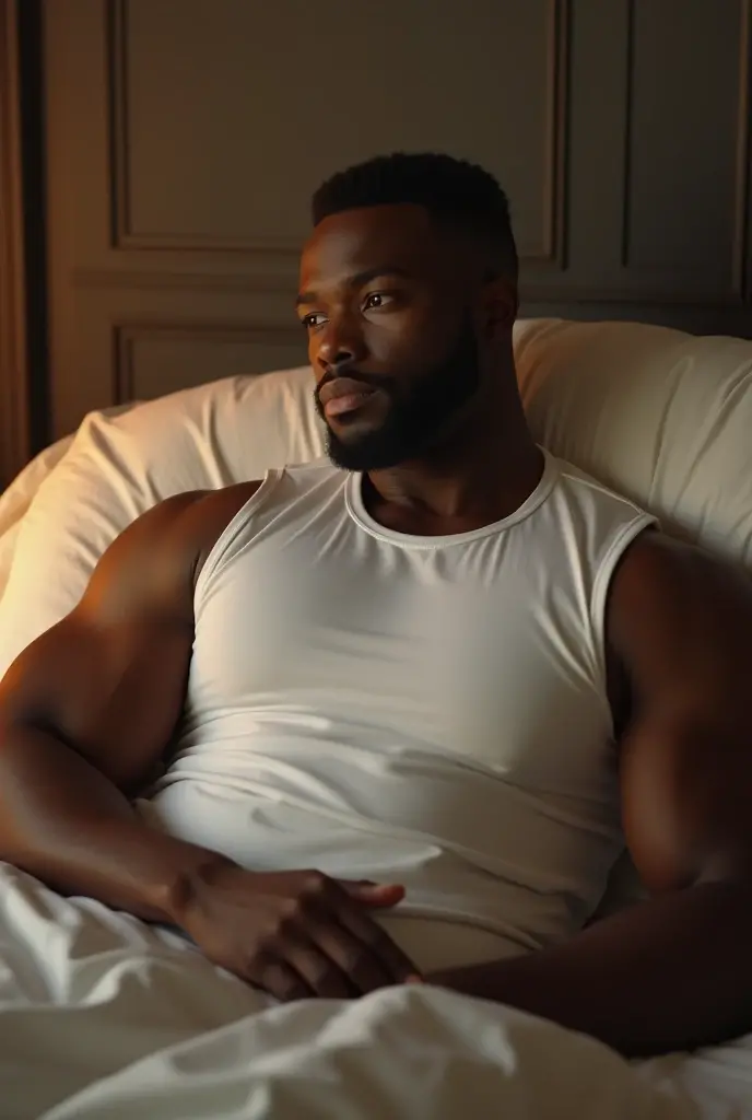 a Black man, Strong and beautiful, naked guy showing his buttocks lying on his bed. showing body. Showing her big sexy ass