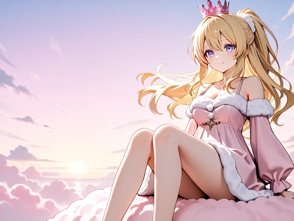(masterpiece,highest quality, become familiar with), 1 girl, alone, little princess pichi, pink dress,lace fancy panties,squat with legs apart,open thighs,blush,high socks,big breasts 2.0,My clothes are transparent,I can see the nipples,smile,My underwear is transparent,Bra is sheer,lace bra,Mushy white love juice dripping with a large amount of love juice,Underwear gets wet