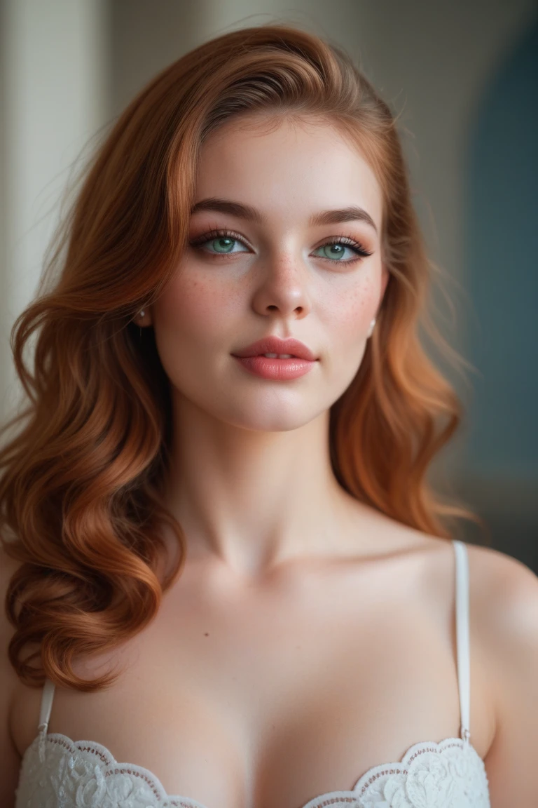 "A stunning female model with distinct and unique facial features ...