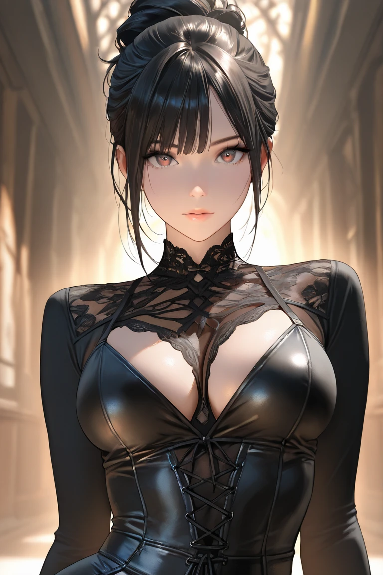 (masterpiece、top-quality、hight resolution、Unity 8k Wallpaper、extremely details CG:1), (masterpiece、top-quality、hight resolution), (masterpiece、top-quality、hight resolution), We capture a woman who has just been discovered to be a call girl by a man she is familiar with. Despite the awkward situation, she tries to remain calm and professional. She speaks with a mixture of resignation and determination." I'm a man, you know, and I want to have sex with a woman! ...Let's fuck my pussy!" The setting is a dimly lit room, and the focus is on her efforts to maintain her attitude as a sex worker, even though she is nervous about the fact that she is about to have sex with someone she knows. nsfw, A woman with a resigned smile, her eyes reflecting a sense of defeat. hunter (bloodborne)