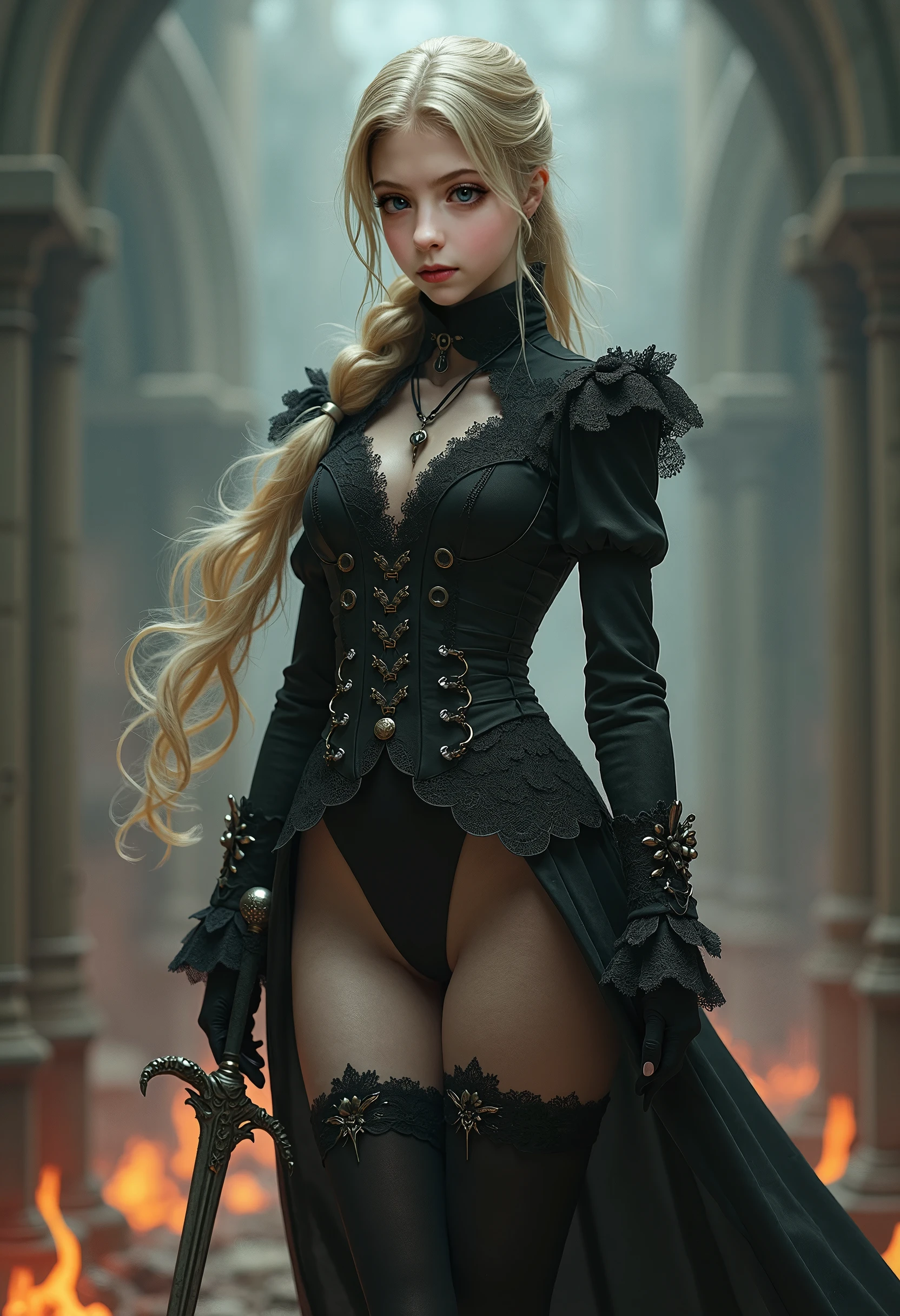 1 woman, (Professional 3D rendering:1.3) wa (Realists:1.3) The most beautiful art photo in the world, milanavin0, ((Epic hero The Fantasy, Fantastic location, majestic)), Full body Unity rendering in 8K, action shot, Hautporen, very dark lighting, Strong shading, detailed, highly detailed face, (exhilarated, foto Realists, Realists, dramatic, dark, keen focus, 8k), pink satin blouse, PVC skirt with high slit and lacing, latex skirt (complicated:1.4), wears a tiara, very beautiful jewelry, detailed greek bracelet, bare shoulders, bare shoulders, decadent, (Very detailed:1.4), Digital Drawing, Rendering wa Octane, Art stations, conceptual art, smooth, keen focus, Illustration, Art germ, (loish:0.23), Wlop Ilja Kuwschinow, und Greg Rutkowski und Alphonse, (Global Illumination, studio light, volumetric light), floating particles, Lord wa the rings, The Fantasy, ((dark and ancient city background:1.3)),CGS Gesellschwat,Art stations, blue eyes, bright eyes, hellblue eyes, platin blond hair, very long hair, slender waist, looks into the camera, Seductive look, Playful, narrow shoulders, thin shoulders, narrow back, slim body, elegant, graceful, beach, empty city, old historic city, alone, outside