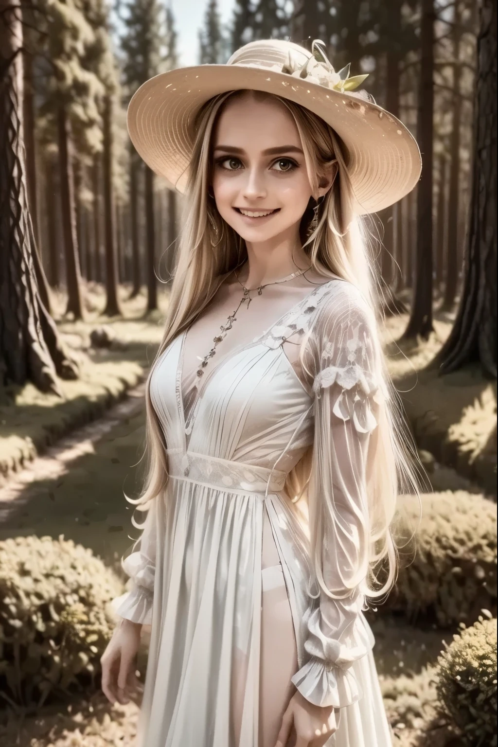 A dreamlike fantasy landscape, a surreal forest with glowing mushrooms, floating islands, and a whimsical castle in the distance, 1girl, detailed face, beautiful eyes, long hair, detailed dress, walking through the mystical scenery, (best quality,4k,8k,highres,masterpiece:1.2),ultra-detailed,(realistic,photorealistic,photo-realistic:1.37),fantasy,surreal,dreamscape,magical,ethereal,glowing,vibrant colors,dramatic lighting