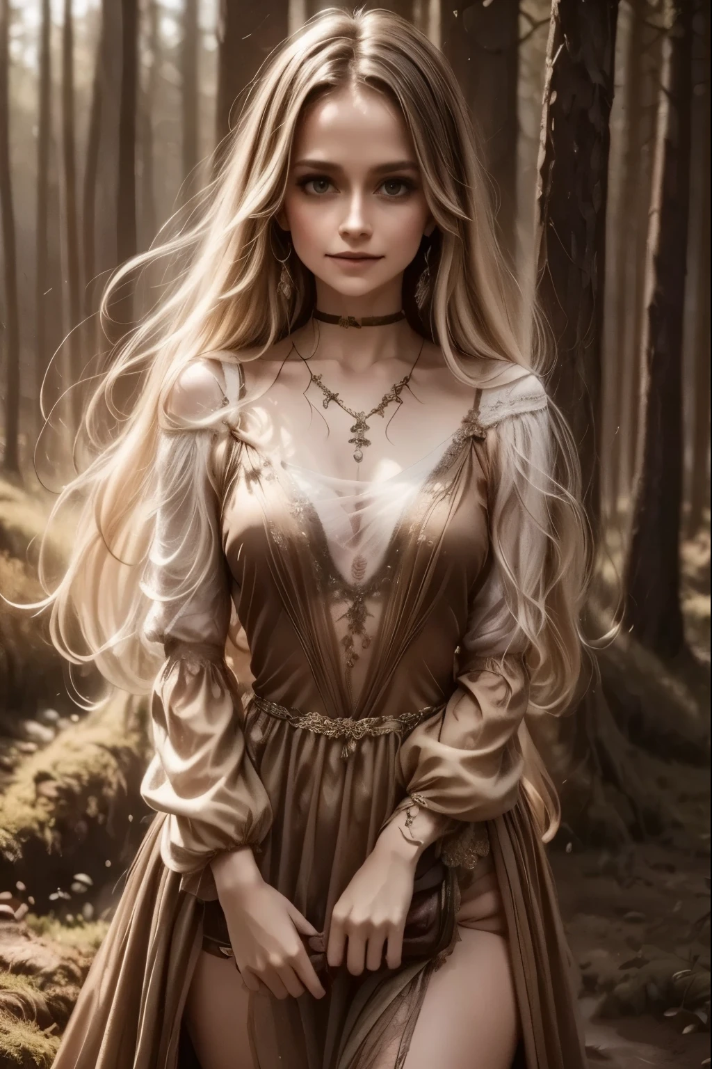 A dreamlike fantasy landscape, a surreal forest with glowing mushrooms, floating islands, and a whimsical castle in the distance, 1girl, detailed face, beautiful eyes, long hair, detailed dress, walking through the mystical scenery, (best quality,4k,8k,highres,masterpiece:1.2),ultra-detailed,(realistic,photorealistic,photo-realistic:1.37),fantasy,surreal,dreamscape,magical,ethereal,glowing,vibrant colors,dramatic lighting