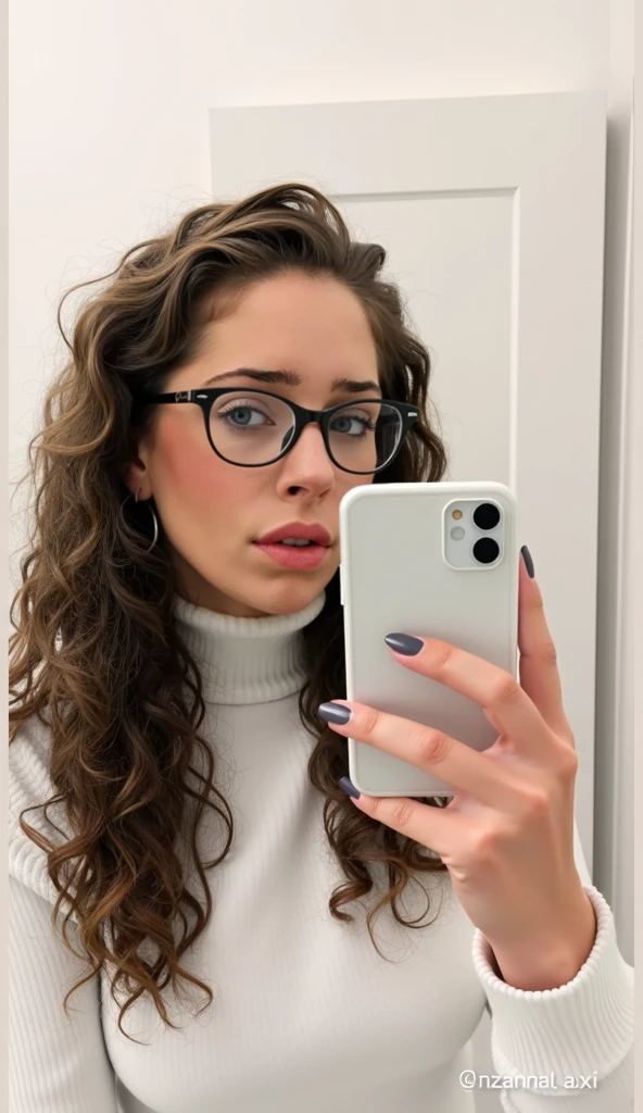 <lora:iphone_mirror_selfie_v01b:1>
((very grainy low resolution:1.2))
iphone mirror selfie
auburn unkempt unwashed hair, woman holding iphone pro, (head cocked and tilted), bedroom at night, cluttered, messy, ((petite)), blush, hair follicles, subcutaneous veins, thicc
slight smile, wearing glasses, dirty wrinkled tshirt, sitting,(soft lighting, fairy string lights,), low key dark lighting, <lora:add-detail-xl:0.5>