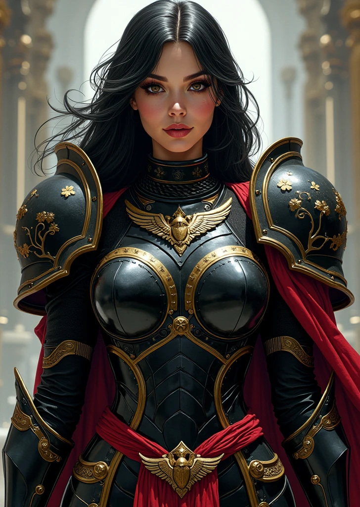 kim kardashian, ((Beautiful teen)), hourglass figure, large breasts, brown eyes, black hair, seductive face, tan skin, armor jungle, cape, jungle, fantasy theme, masterpiece, best quality, ultra detailed, realistic