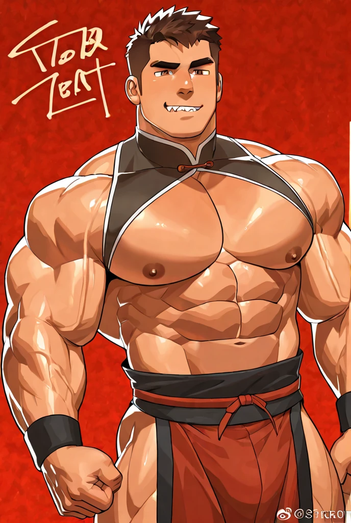(Full body) (photo subject: Close-up of muscular thigh muscles ) (photo angle from bottom up)(Drawings of Naruto anime) (photo angle from the ground upwards) [Anime photo][highest quality photo][4k,HD photo quality ] wear tight and short loincloths  ,the loincloth bulges due to the erect male genitals (muscular thigh muscles, firm thigh muscles, muscular thigh muscles, sinewy thigh muscles, giant thigh muscles, strong leg muscles, muscular hamstring leg muscles) ,Uzumaki Naruto fun, happy,bodybuilder,bodybuilding, standing, red skin, pink skin, tanned skin,reddish brown skin, lots of sweat flowing down, topless, shirtless, hot sunny, (do not wear banners,do not wear headbands)