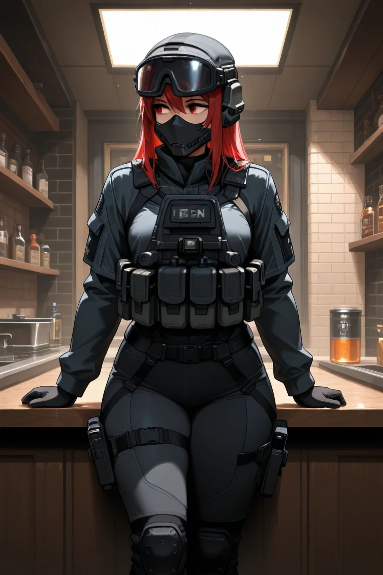 enlightenment、(top quality)、(((masterpiece)))、(A high resolution)、Original、(lonely girl)、sexual、thick、big body、(ginger),With guns and rifles, Helghast, wolfenstein, Unigine rendering, holding a blaster, imperial military, cyberpunk imperial military, Have MP7, with a pistol, RB6S), Wearing a black Sith uniform., Excellent detail, RB6S, RB 6 s, High level of detail