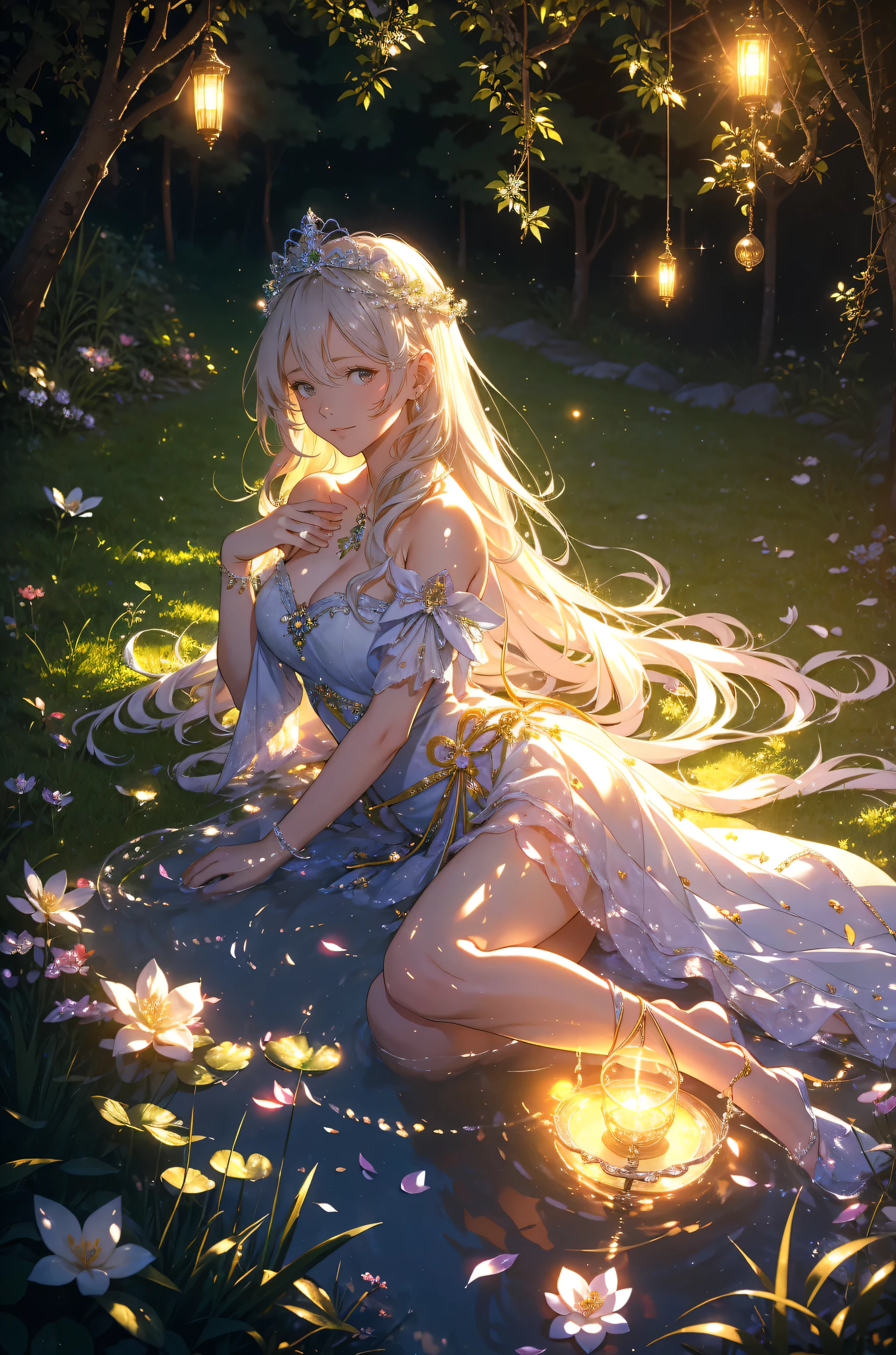 ((masterpiece)), ((highest quality)), 8K, HD, Super detailed, (woman), (white dress with yellow gold trim), (Scattered golden hair shawls), (Eyes with a closed expression) (sleep in the car 1.6) (Full body display 1.4) 作品はmasterpieceです, Top quality and attention to detail, Captured in 8K HD. Photographic realistic, realistic, very detailed illustrations realistic, octane rendering