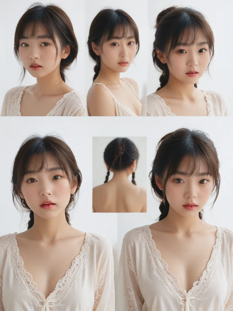 masterpiece , best quality , , woman on the center axis of the picture, realistic, full body, back, standing, extremely detailed body, longuette, woman, teengirl, very short hair, bob haircut, gold hair.lace, super fucking ul, flat chest, thigh gap, Authentic skin texture,Slender body, nude