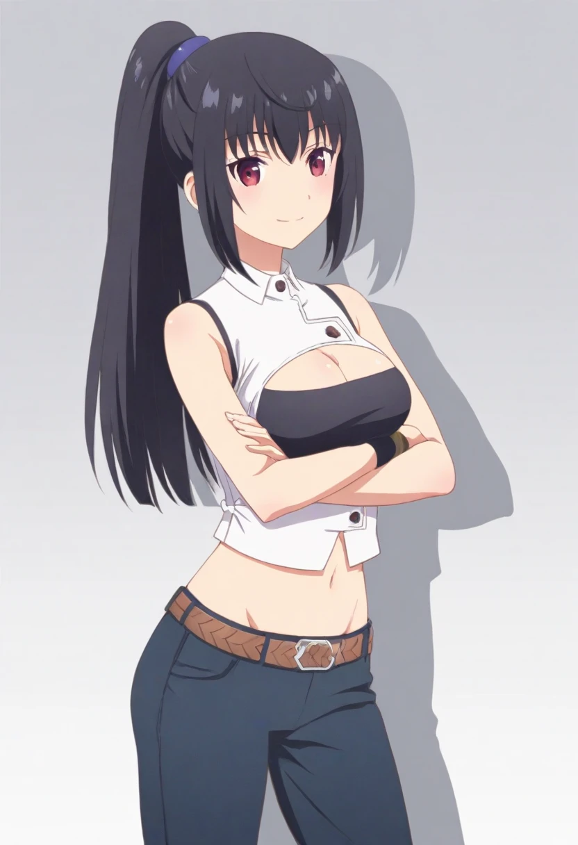 32((collar,leash,tied up,bondage,scared expression)),black hair,black eyes,shorts,top-tank