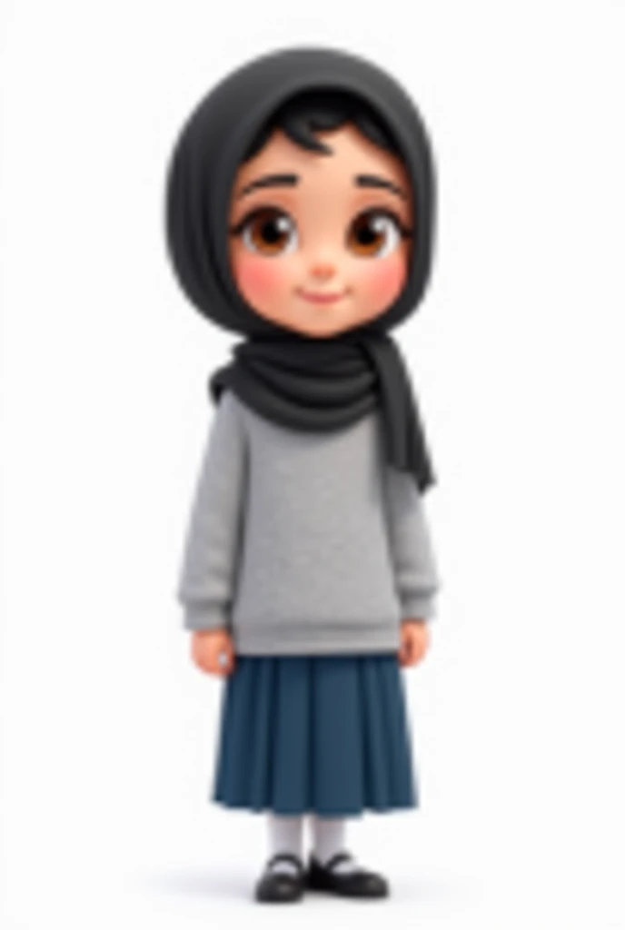 An anime avatar of a fat Bangladeshi mom hijabi and wearing abhaya 50 years old plain background