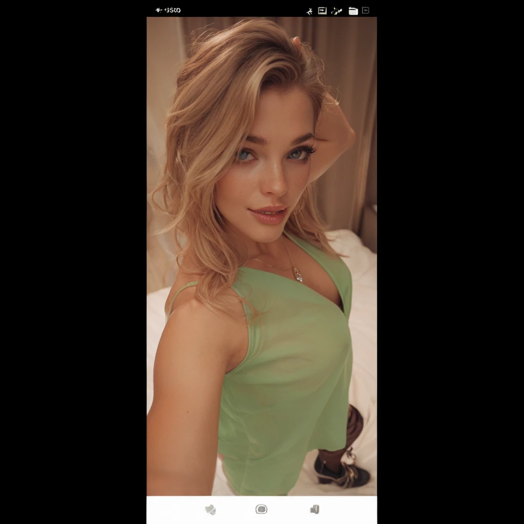(Selfie, top-down view: 1.4), (Right half of the body: 1.4), RAW UHD portrait photo of a 25-year-old European blonde (Femme aux), very large breasts, wearing sparkling silver dress