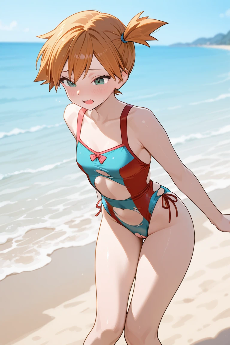 embarrassed, seductive smile,
((best quality)), ((masterpiece)), (detailed), 1girl, sexly, ChinatsuKano,
Realistic pubic hair, High amount of pubic hair, Thick pubic hair,
Cumulonimbus, reflection,Breathtakingly beautiful clouds,Light,Dazzling Light,Cinematic Light.The wind is blowing,Vast ocean,海The wind is blowing,An unpopular rocky area,
(extreme close-up of thigh:1.5), (The view is from very close below:1.5), Pushing hips forward,
(sitting), Open legs wide, spread legs, arms behind back,
Slingshot Swimsuit,