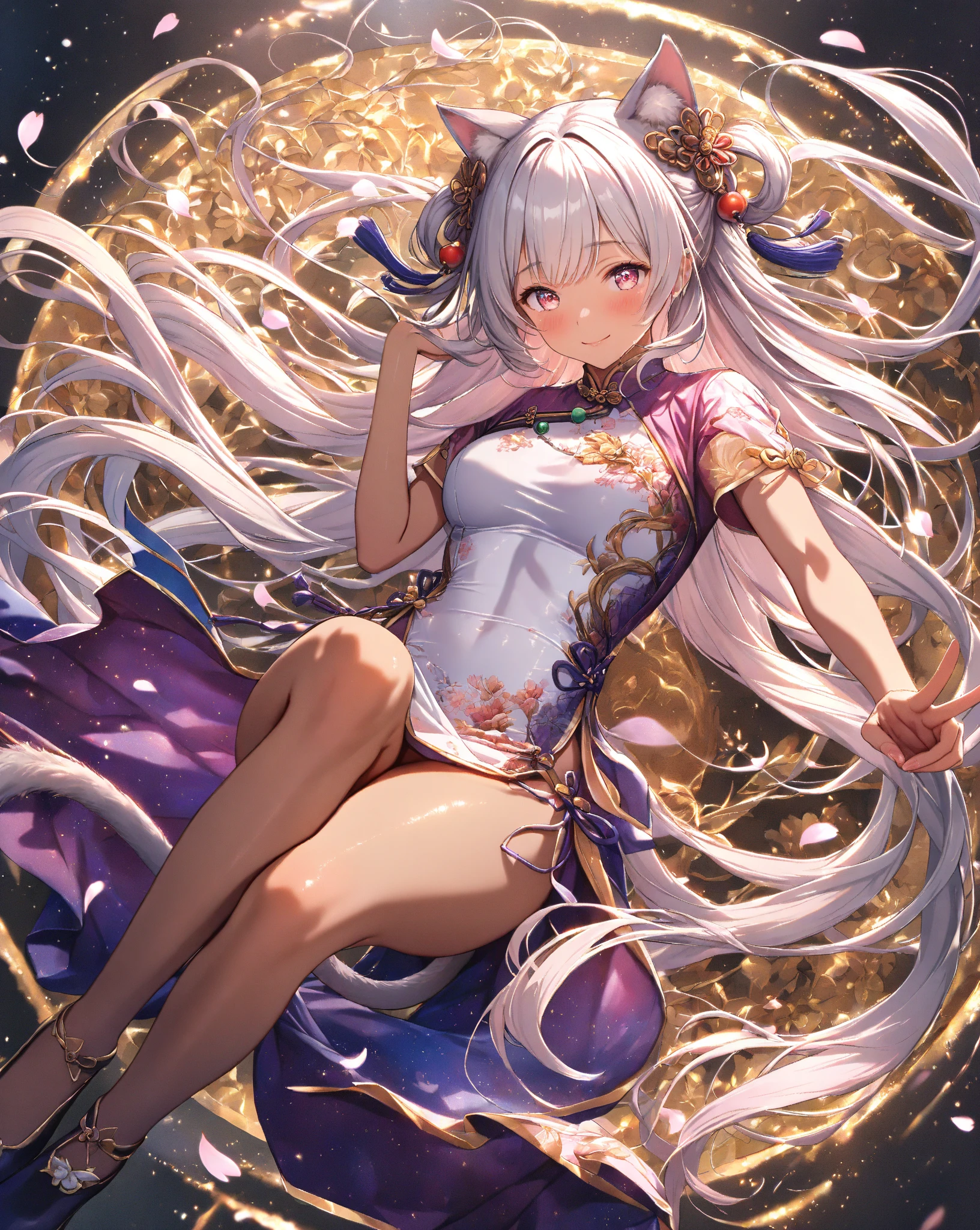 jiezuo, fully body, Delicate face, white hair, Pink and white clothes, Delicate and small hands, Shoes with gold wire trim, ribbon, mask, 4k, super detail, high details, best quality, textured skin --auto --s2
