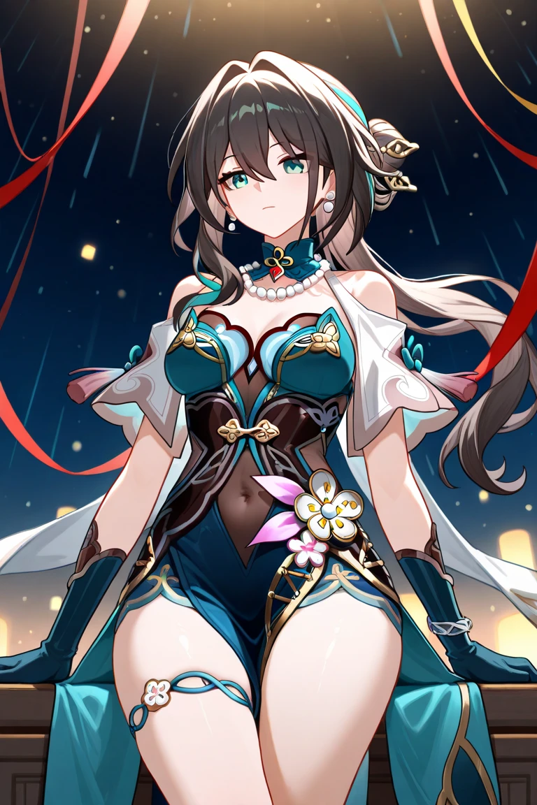 masterpiece, highest quality:1.2), One woman, alone, ruanmei,ruan mei\(honkai starrail\), ,Shiny skin,、Very thick legs、Long legs、side、Armpit、Put your hands behind your head、Very huge breasts、Composition from the front、Gigantic Breasts:1.98