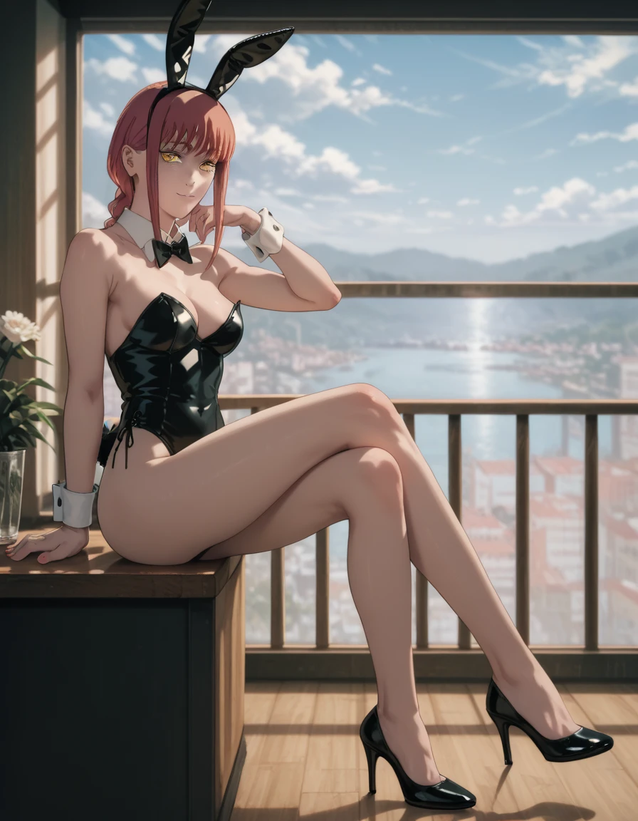 ((1girl, solo)), mature female, beautiful body, (perfect anatomy, perfect body, perfect hands, perfect legs), (five fingers:1.5), natural proportions, sexy body, large breasts, cowboy shot BREAK
((extremely detailed face)), (beautiful detailed eyes:1.6), (realistic pupils, realistic iris:1), expressive eyes, looking at viewer, (clear eyes:1.3), (hyperrealistic:1.2), (detailed skin texture:1.2), smooth skin, (red hair:1.5), violet eyes, long hair, (detailed lips:1.2), (attractive lips:1.1), (glossy lips:1.1), smile, perfect face, perfect eyes BREAK
underwear only, collarbone, cleavage, white bra, highleg panties, lingerie, white thighhighs, red footwear, high heels BREAK
(masterpiece:1.5), anime-style, top quality, best quality, (beautiful and aesthetic:1.2), (ultra detail:1.5), Ultra-detailed depiction, Ultra-precise depiction, extremely detailed 8k illustration, high resolution, (highly detailed shading:1.2), (realistic lighting:1.4), perfect lighting, vibrant colors, dynamic tones, striking hues, 8k, absurd resolution, perfect shadows, hdr, UHD, ambient lighting, realistic, ultra-realistic, photo realistic, highly detailed, rich detail, luminous colors, fine texture, intricate design, professional illustration, (soft light:1.2), (illustration:0.7)