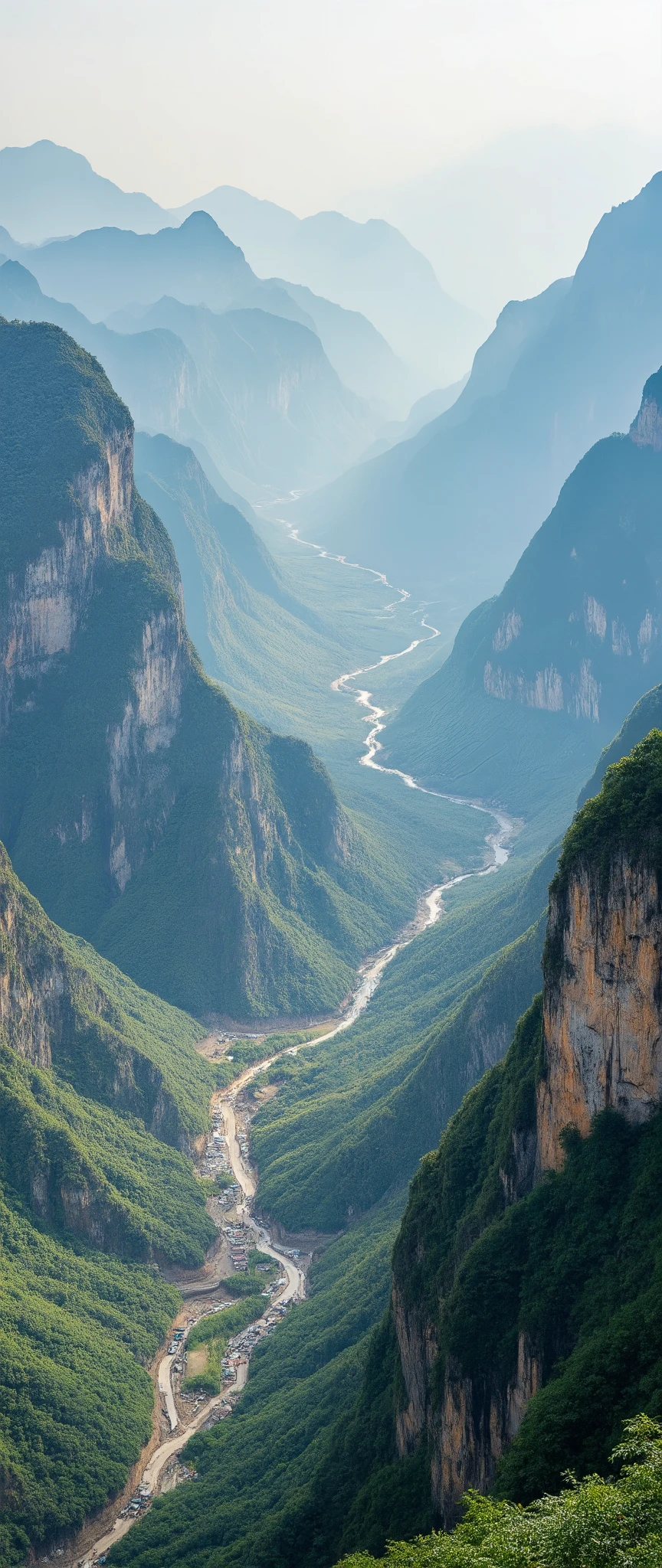 High-definition images、Mountainous regions in Guizhou Province、Beauty beyond imagination、Deep valleys of valleys、Little water and no waterfalls、Three-dimensional landscape painting、Delicate Style Mountain Scenery in Guizhou Province、Ancient Chinese Mountain Cities in Delicate Painting Style。