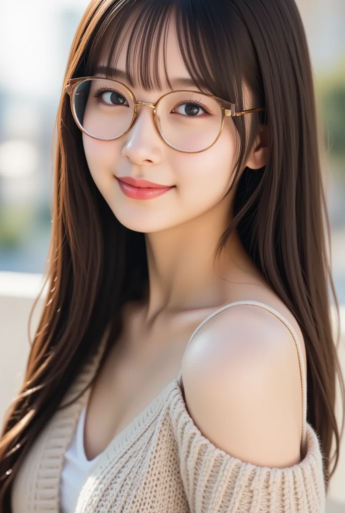 A smile、stare、Happy、Glasses