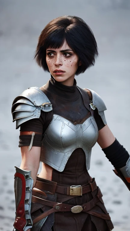 <lora:warhammer40KSisters:0.6>, <lora:DiddyLicious_v4:1> a stunning diddylicious, analog style, short brown bob, (freckles on face), short hair,1girl, warhammer 40k, space marine, armor, adepta sororitas, beautiful face, highly detailed face, cowboy shot,