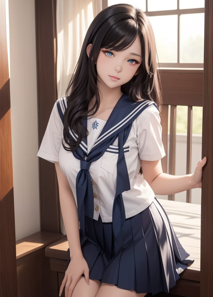 Anime girl posing for a photo., beautiful anime high school girl, a hiperrealista , hiperrealista , cute anime waifu with a cute dress, anime girl in real life, realist , seductive anime girl, as an cartoon character, attractive anime girl, uniform jk, beautiful anime girl, realist anime 3 d style, cartoon character