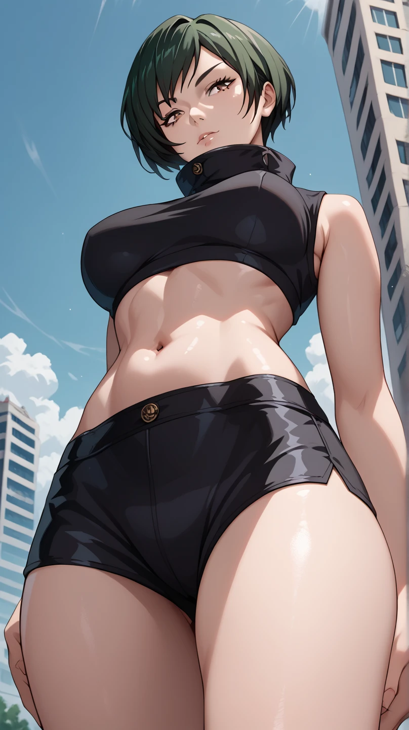 make a detailed body, sweaty body, full of sweat, medium breast, mole, sweaty armpits, steam, hairy, side view