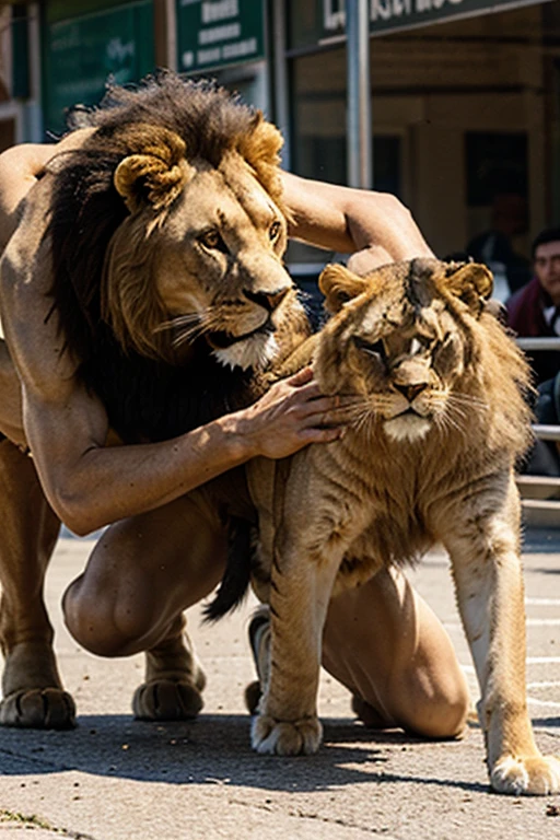 Javier Miles with the head of a Lion lifting the Argentine homeland on his shoulders 
