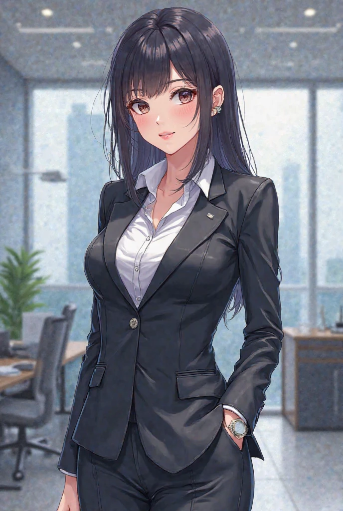 Beautiful, perfect body, sitting in off with sexy pose, with sexy office outfit,waring hills,long and beautiful hair,white and cute face with mature body,standing side of table,half of body nacked only covered private oart with clothes