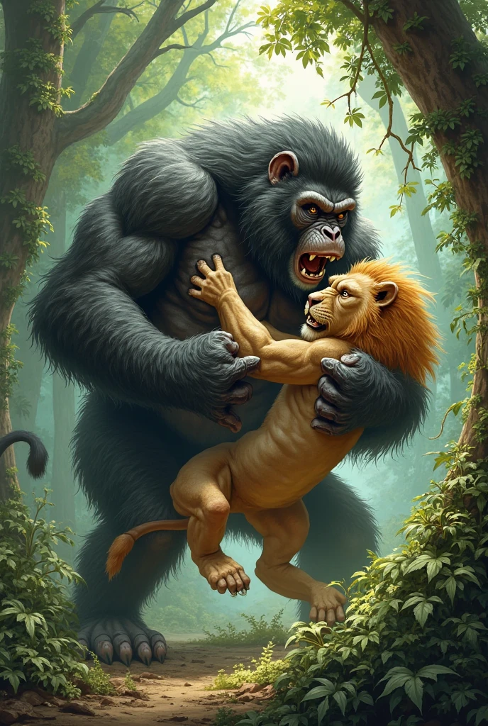 duo,male/male,anthro,(male lion,brown lion,red mane),full body,white body,white pectorals,(((huge pecs))),(scar on chest:1.6),(green eyes:1.3),scar on eyebrow,
full body,nude,abs,nsfw,nipples,(((huge penis,huge balls,precum,veiny_penis))),(pink pawpads:1.4),
((((wet, bodily fluids,detailed sweat, sweat drop)))),armpit hair,pubic hair,(dark shadows, wide dynamic range, hdr, low light:1.2),
((by taran fiddler,by darkgem) ,masterpiece,high quality),
(cloak,sitting on face,sit),
break,
lying,lying on ground,
(((penis on face, ))),(((smelling penis))),(((licking testicles))),((steamy breath)),
<lora:more_details:0.5>,<lora:LoraTAMGBY_bytamg:0.9>,((bytamg)),