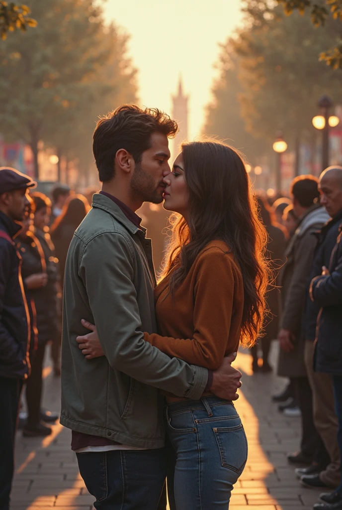 New York City in Chaos; couples kissing in the streets