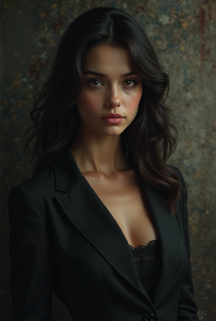 photographie d'a 20 yo woman, visage parfait, head of'artwork, Great, underwear, noir_Great, jacket, noir_culotte
