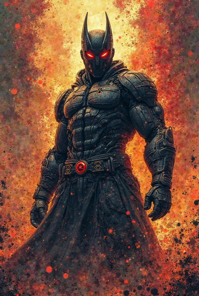 A horrifying and large muscular creature with no visible face, only its black and horrifying eyes that come out of darkness before them as it wears a cloth bag that entirely covers its face. His face is completely covered by a cloth bag that hides his horrible and disgusting appearance