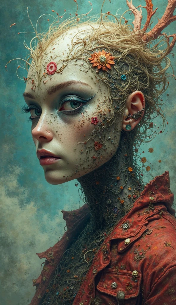 photography in the style of detailed hyperrealism ,fantasy , highly detailed,james jean,Jeffrey Catherine Jones, kawacy, hand stitching, bold lines,detailed , poster <lora:add-detail-xl:0.6>