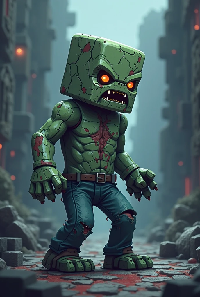 pixel zombie with Pixelite writing