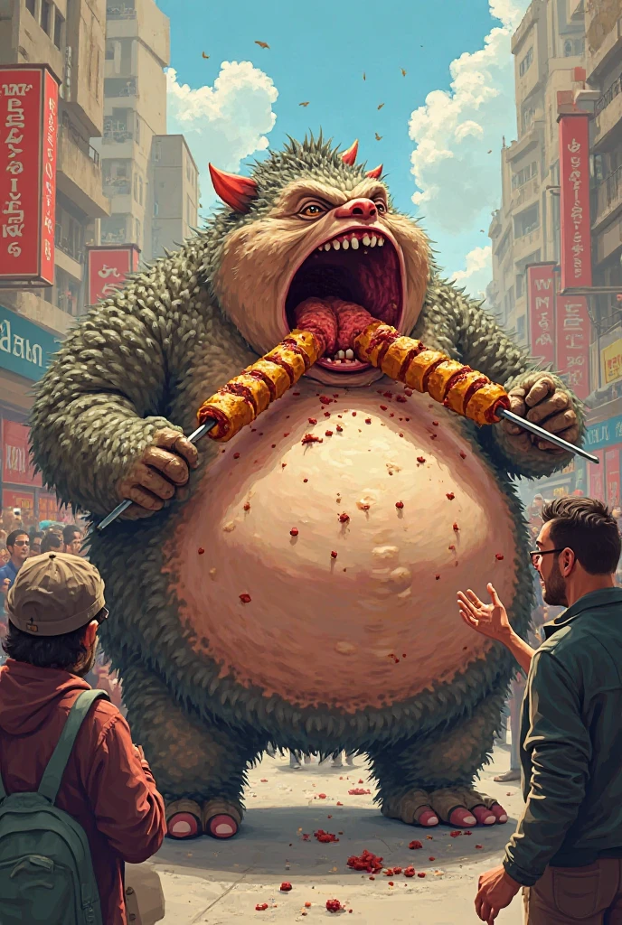 A man being captured by a fat piglin in prison.
