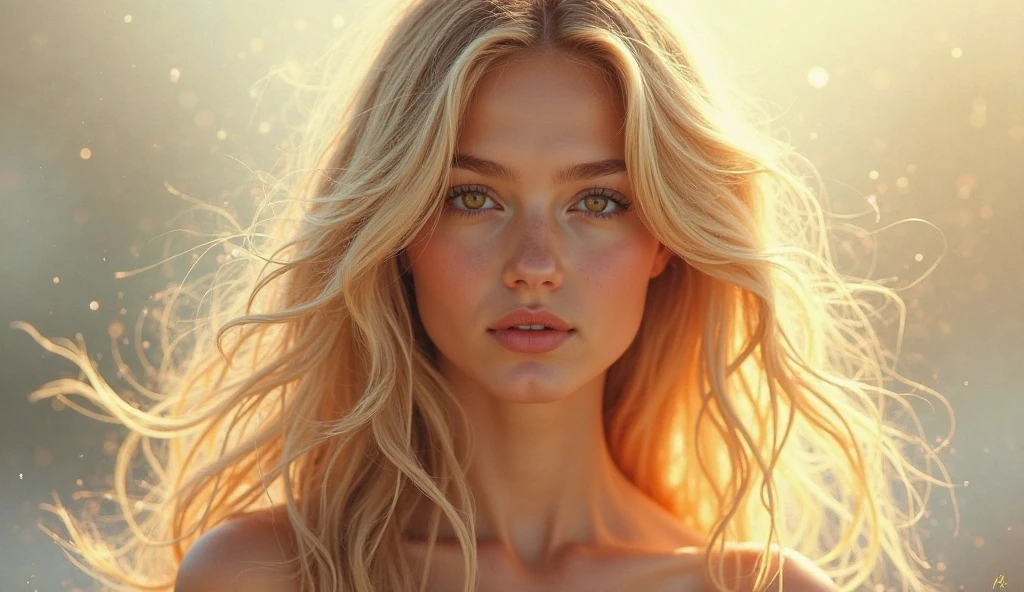  a blonde woman sitting 