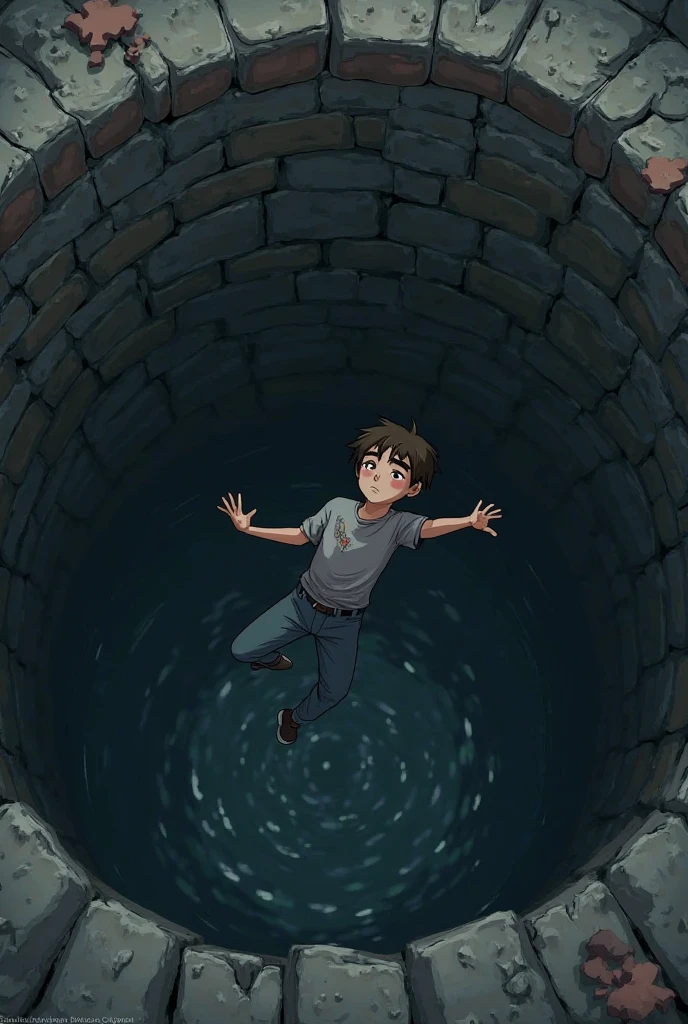 A boy who fall down in the well