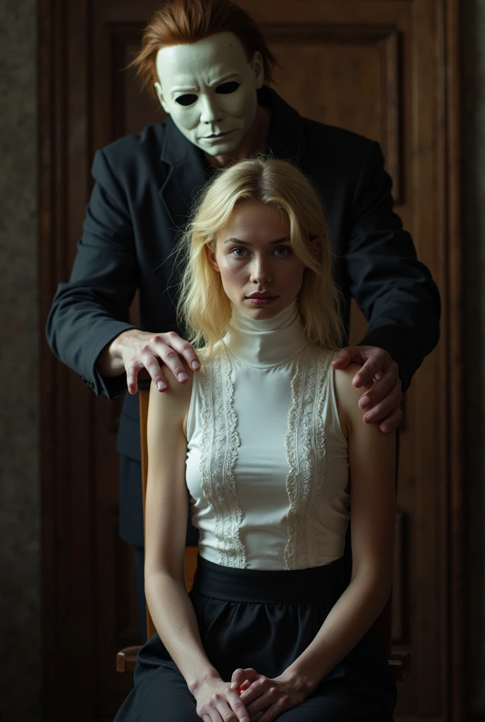 They melt ceramic on a woman's face to forcefully turn her into a human doll, stuffing her with padding and giving her a pair of glass eyes. Finally, they put her in a machine to prevent her from moving, dress her and put on makeup.
