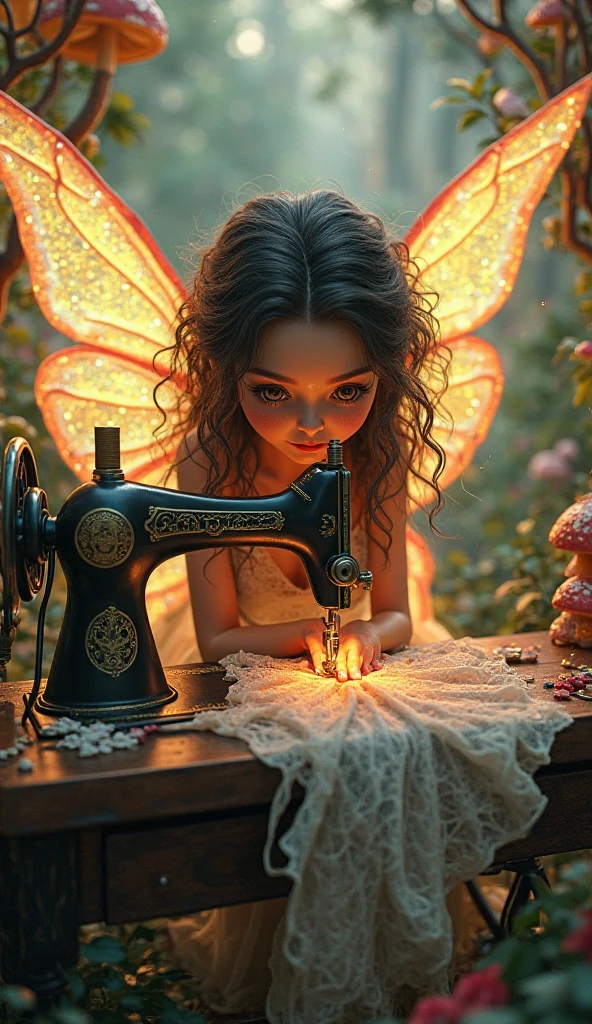 The poster，a robot fairy goth Alexandra Daddario In a studio，Drawing a picture，The content of the painting is another robot