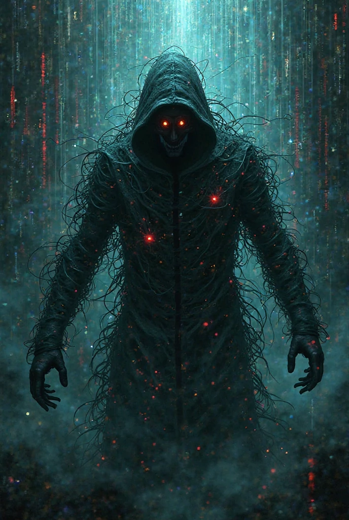 A sinister, watchful shadow with multiple eyes on its body, highy detailed, dark ages