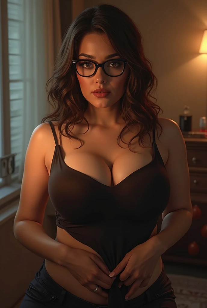 ((((((A))))))three quarto body of confident-looking Arabian woman with long wavy gradient color ponytail hair with round face, (masterpiece, best quality:1.2), ((((((solo)))))), ((((((1girl)))))), ((looking at camera)), hazel eyes, a smile on the face, royal and lusty look, standing posing like a professional model for a photoshoot, ((((Huge Boobs)))), perfect composition and light, hyper realistic skin texture, super background decorations detailed, 8k, high quality, trending art, trending on art station, photo, intricate details, highly detailed, ((((Cropped Breast Wear)))), ((((Salon Inside background)))), (((wearing a bright colour push up bra with designs and patterns))), (((((big sexy body shape))))), ((((Salon Inside background behind her)))), (((Portrait Fashion Photo))), hair bobbles, wince, solid circle eyes, light smile, ear blush, fang, ccurate, makeup, (hairband), Surrealism, drop shadow, anaglyph, stereogram, tachi-e, pov, atmospheric perspective, glowing light, backlighting, ray tracing, image fill, anaglyph, stereogram, scanlines, speed lines, silhouette, vignetting, 8k, super detail, best quality, spotlight,grandeur,sophisticated lighting,vibrant colors