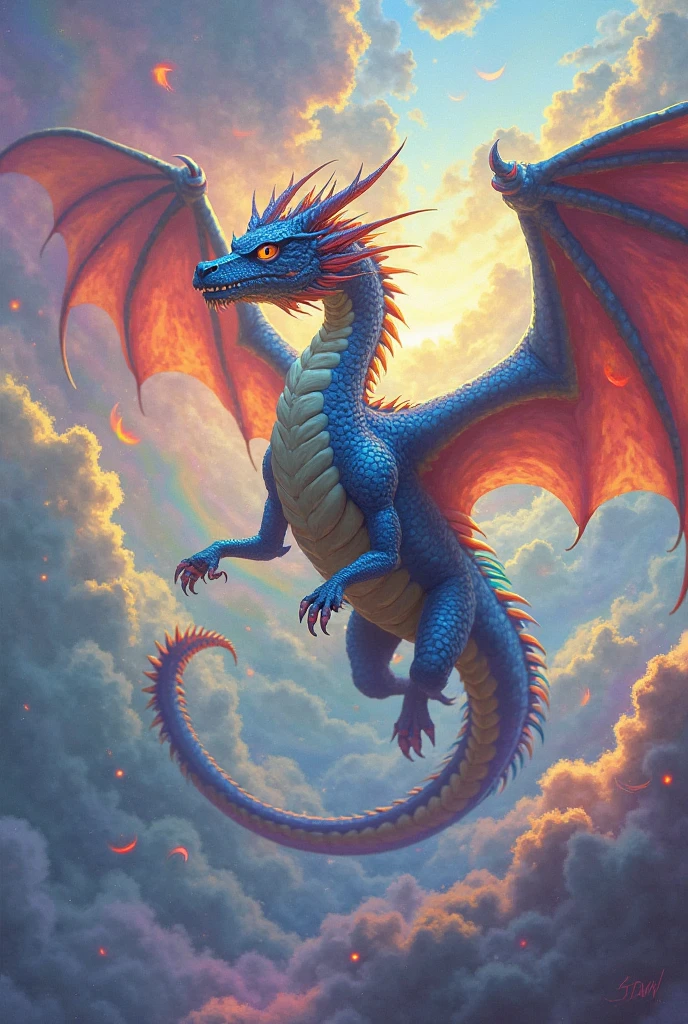 Tattoo design of a dragon flying down
