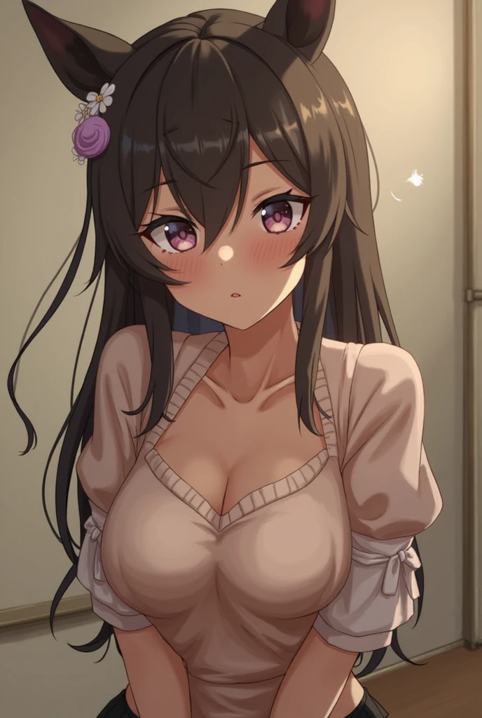 nsfw,hyperrealistic anime,adult curvy gyaru,tanned gyaru,at home,dark brown hair,pov handjob,look at viewer,earring,(holding penis in hand),off-the -shoulder patterned blouse,,at public restroom,(tender),closeed left eyes,bukkake on face