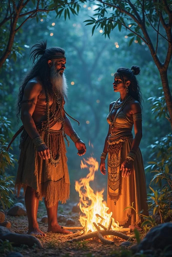 there are two people standing in the realistic mountain with a spear, lord shiva, shiva, hindu gods, god shiva the destroyer, hinduism, ghutra and egal,hindu art, hindu god, godness, attractive male deity, hindu aesthetic, devainart, indian god, beautiful godrays, indian goddess,