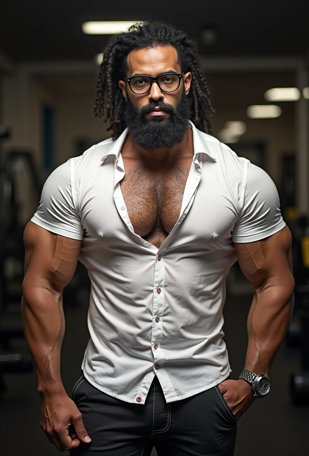 Male Character, handsome indian huge hairy bodybuilder muscular hunk with nice hairstyle and Pain is raging on the face, screaming with pain, opened mouth and making aggressive face expressions with eyes closed, the head is tilted back, Beard, Sharp Jawline, Intense Eyes, Muscular bodybuilder Body, Standing, Photographic Image, Candid, Beige Colour Color unbutton Shirt, Unbuttoned Shirt Revealing Body, Masterpiece, amazing photography, sexual tension, horny, erect bulge, without clothing, messy hair, brown skin, face, full body, body with hair on chest, light black hair, lots and lots of hair on chest, hairy in the lower part; highly detailed skin, skin pores, sunny weather, steam, showers, 8k uhd, dslr, dim lighting, high quality, film grain, ful body view in photo, head to toe, his perfect( big huge penis) is (coming out) of his pant,masterpieces, seductive, erotic, exotic, lots hairy chest