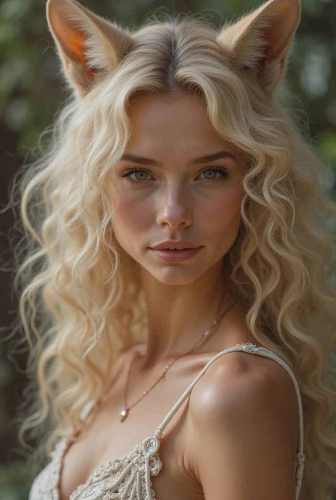 Photo of blonde woman with lion ears and lion's mane --auto